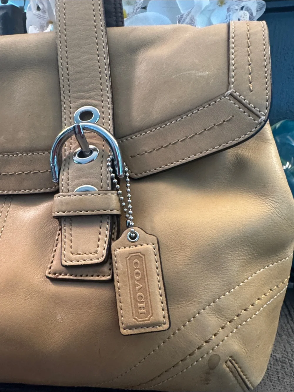 Coach Tan Leather Satchel Handbag
